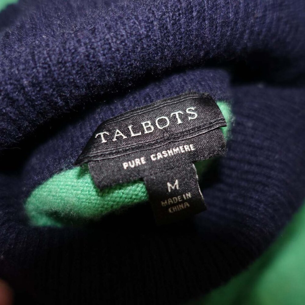 Talbots Women's 100% Pure Cashmere Turtleneck Sweater Medium Colorblock Pullover - Picture 5 of 5